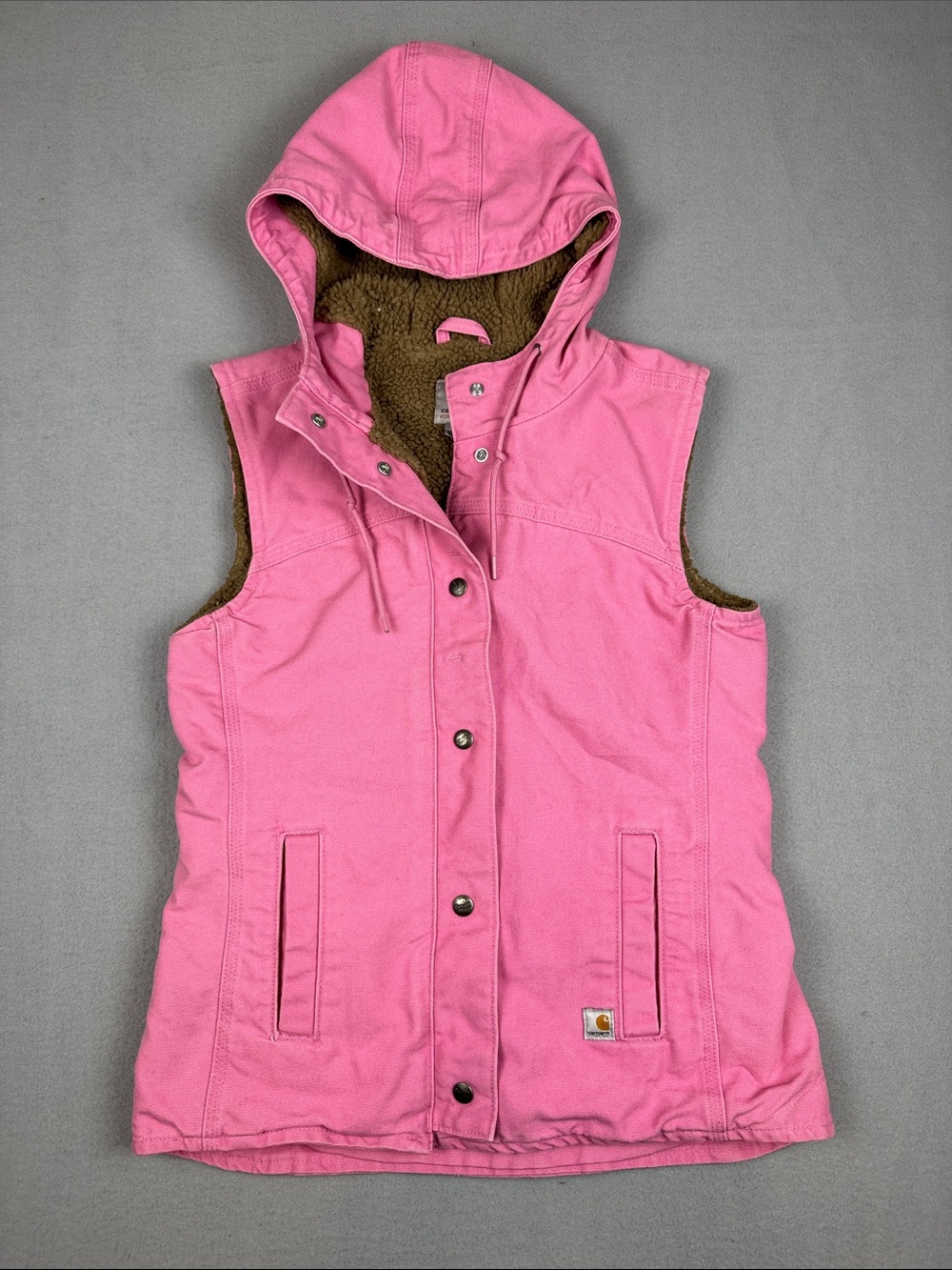Carhartt Bubblegum Pink Hooded Sherpa-Lined Workwear Vest
Size: XS (0/2)